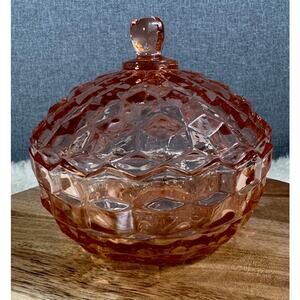 Vintage Fostoria Pink Glass Lidded Dish